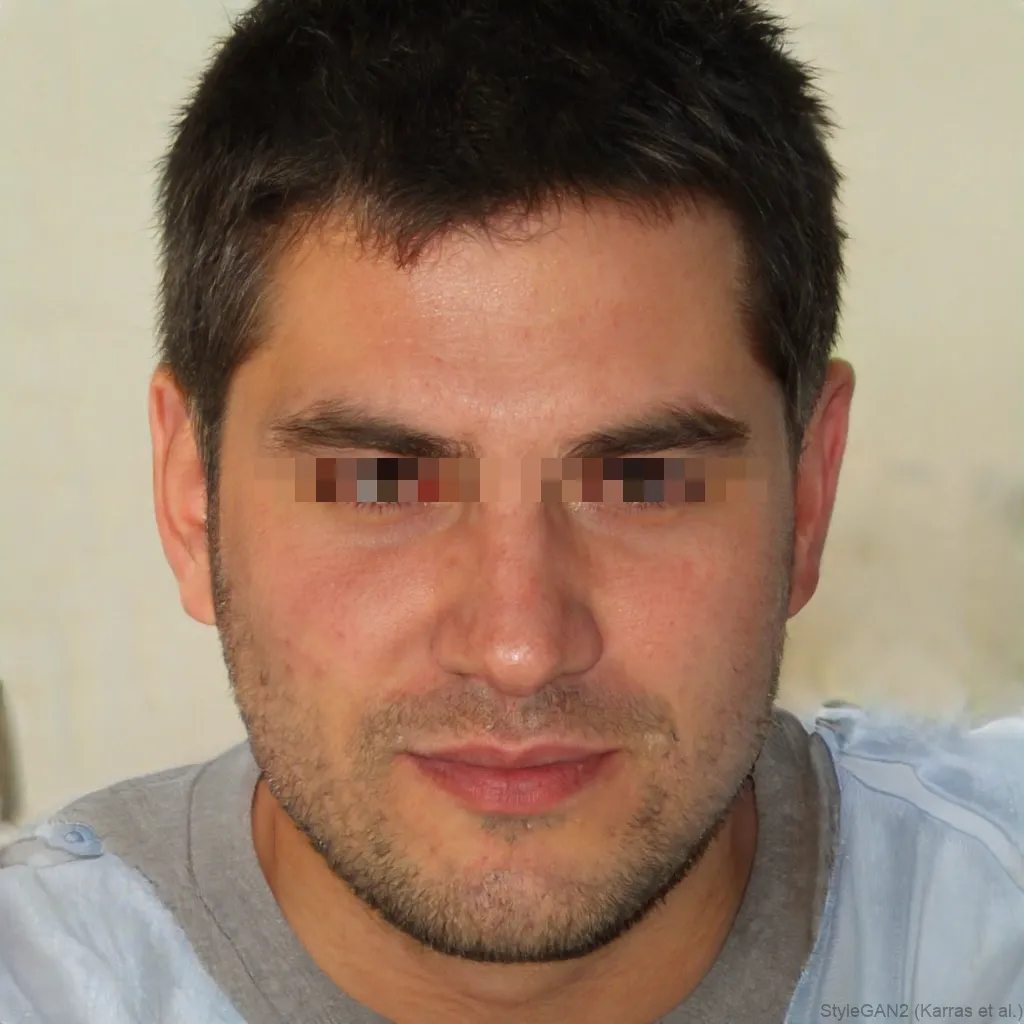 A face with the eyes pixelated